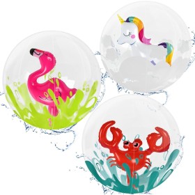 YUEXNKO Pelotas de Playa, 3pcs Pelota de Playa 3D, Pelota de Playa Hinchable, Pelota de Playa para Niños, Pelota de Playa