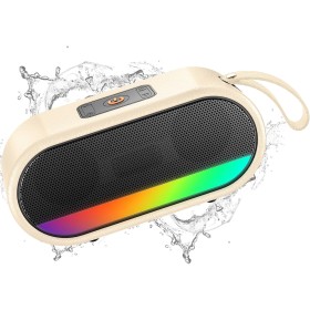 Altavoz Bluetooth 5.3, Altavoz Inalámbrico Portátil con Luz LED de Color, Graves Estéreo 360° Hi-Fi, Batería Incorporada de