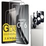 Coiwxmoi 2 Piezas Protector de Pantalla para Realme GT 6/Realme GT 6T 5G con 2 Protectora Lente Cámara, Cristal Templado