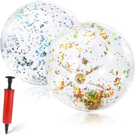 Pelota Playa Hinchable, 2 Piezas Lentejuelas Bola Hinchable, Navidad, Pelota Blanda de PVC para Niños,Pelota Playa Inflable de