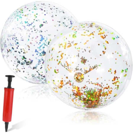 Pelota Playa Hinchable, 2 Piezas Lentejuelas Bola Hinchable, Navidad, Pelota Blanda de PVC para Niños,Pelota Playa Inflable de