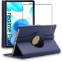 ebestStar - Funda para Realme Pad 10.4 (2021), Carcasa Capa Giratoria, 360 Protectora, Cuero PU Soporte, Azul Oscuro + Cristal