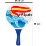 Acan Tradineur - Set de Palas de Playa, diseño España, I Love Spain, Madera, Incluye Pelota, Mango Recubierto de plástico,