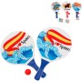 Acan Tradineur - Set de Palas de Playa, diseño España, I Love Spain, Madera, Incluye Pelota, Mango Recubierto de plástico,