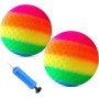 LETTERASHQP Bouncy - Juego de 2 pelotas de fútbol para niños, diseño de arco iris, pelota de goma para niños, softbol, fútbol,