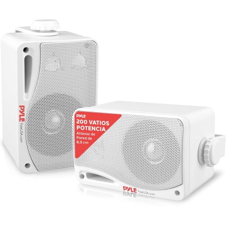 Pyle Sistema de Altavoces, Inalambrico, Impermeable, Waterproof, Exteriores, Interiores, Par de 3.5” de 3 vias, Activo, Pasivo