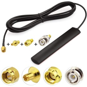 Eightwood Antena gsm 4G LTE Conector Macho SMA 3dBi Montaje Vidrio + 3 Adaptadores SMA a BNC/TS9/RP-SMA Cable WiFi Dab Radio del