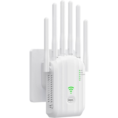 Repetidor WiFi, Potente Amplificador de Señal WiFi, 6 Antenas, 2 Puertos LAN, Extensor WiFi/Router/Repetidor/Ap Modo,