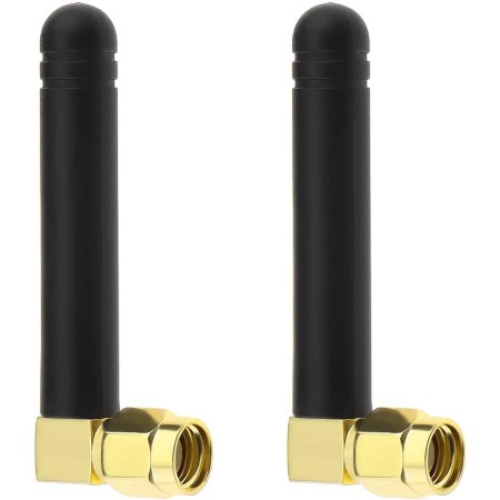 YINETTECH 2 Piezas Mini Antena WiFi Aérea de Doble Banda 2,4 GHz 5,8 GHz 2dBi con Conector Macho RP-SMA de Ángulo Recto para