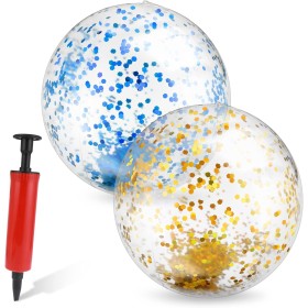 Thinp 2 Piezas Lentejuelas Bola de Playa Bola de Agua Purpurina Bola de Agua de Verano Bola Hinchable Bola de Natación Bola de