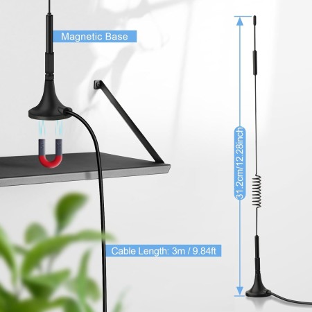 Bingfu 4G LTE Antena TS9 Base Magnética 7dBi(2-Paquete) para Verizon Jetpack 8800L 7730L AC791L Netgear LB1120 LB1121 Nighthawk