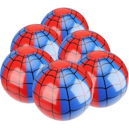 SAVITA 6uds Pelotas Playa de Tela Araña, Pelotas Playa Hinchable Azules y Rojas de Material PVC para Niños Fiesta Actividades al