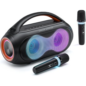 Altavoz Bluetooth Portátil de Karaoke de 200W, Equipado con 2 Micrófonos Inalámbricos para Karaoke, AUX, TF, USB, Ideal para