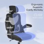 Silla de oficina ergonómica con soporte lumbar y reposabrazos y reposacabezas ajustables, sillón de ordenador giratorio con