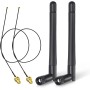 Bingfu M.2 Antena WiFi 2,4 GHz 5 GHz 5,8 GHz 3dBi MIMO RP-SMA Macho (Paquete de 2) + 2 Cables NGFF IPEX4 a RP-SMA de 30 cm para