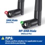 Bingfu M.2 Antena WiFi 2,4 GHz 5 GHz 5,8 GHz 3dBi MIMO RP-SMA Macho (Paquete de 2) + 2 Cables NGFF IPEX4 a RP-SMA de 30 cm para
