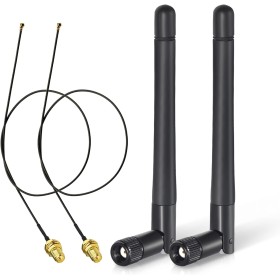 Bingfu M.2 Antena WiFi 2,4 GHz 5 GHz 5,8 GHz 3dBi MIMO RP-SMA Macho (Paquete de 2) + 2 Cables NGFF IPEX4 a RP-SMA de 30 cm para