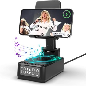 Altavoz Bluetooth con soporte plegable para teléfono móvil, caja de música portátil 6 en 1, soporte para teléfono móvil con