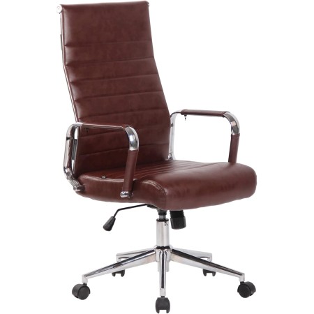 CLP Silla De Oficina Kolumbus En Simil Cuero & Base De Metal con Ruedas I Silla De Escritorio Ergonómica & Regulable En Altura,