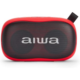 Aiwa BS-110RD: Altavoz Bluetooth portátil, Resistente a la Humedad, pensado para Deportes Exteriores. Color Rojo