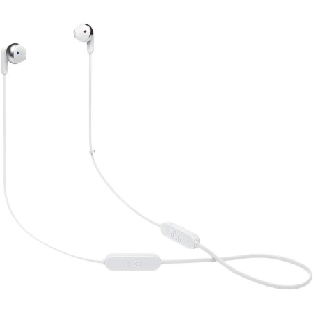 JBL Tune 215 - Auriculares Bluetooth inalámbricos con micrófono (3 Botones, Mando a Distancia y Cable Plano), Color Blanco