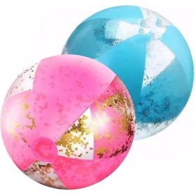 Glitter Pelota de Hinchable Beach,Transparente Pelotas de Playa,Lentejuelas Bola Hinchable para Actividades de Verano al Aire