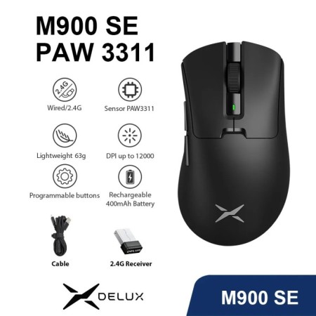 Ratón inalámbrico para juegos Delux M900 SE, ratón ergonómico PAW3311 