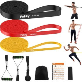 Fokky Gomas Elasticas Musculacion, 3 Bandas Elasticas Musculacion, con Anclaje de Puerta Cintas Gomas Elasticas Musculacion,