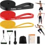 Fokky Gomas Elasticas Musculacion, 3 Bandas Elasticas Musculacion, con Anclaje de Puerta Cintas Gomas Elasticas Musculacion,