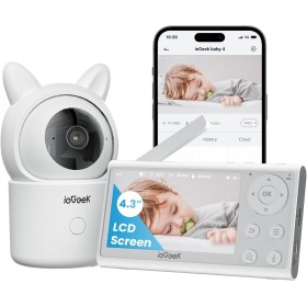 ieGeek Camara Vigilancia Bebe 360º Type-C 1080P Vigilabebes con Camara, 4,3" 3000mAh Pantalla LCD, App Remoto, 4X, Voz Dual,