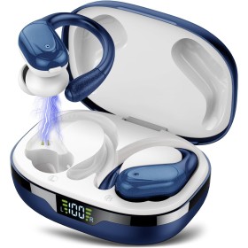 CASCHO Auriculares Inalambricos, Auriculares Bluetooth 5.3 Deportivos con Gancho de la Oreja, 60H de Reproducción, Pantalla LED,