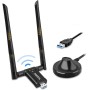 Adaptador WiFi USB para PC, Antena WiFi 12000Mbps de Doble Banda 2,4GHz y 5GHz, USB 3.0 Receptor Wi-Fi de Largo Alcance para PC