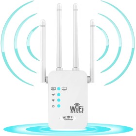 Amplificador de Señal WiFi,1200Mbs 2.4/5.0Ghz Doble Frecuencia, Repetidor WiFi, Extensor de Señal WiFi con 4 Antenas, Los