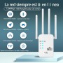 Amplificador de Señal WiFi,1200Mbs 2.4/5.0Ghz Doble Frecuencia, Repetidor WiFi, Extensor de Señal WiFi con 4 Antenas, Los