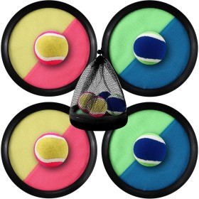 Juego de Bolas de Atrapar Viene con 4 Velcro Ball Paddles y 4 Velcro Ball+1 Bolsa de Almacenamiento，para niños de 3 4 5 años,