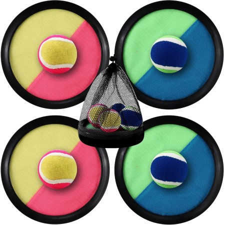 Juego de Bolas de Atrapar Viene con 4 Velcro Ball Paddles y 4 Velcro Ball+1 Bolsa de Almacenamiento，para niños de 3 4 5 años,
