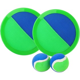 Ball Catch® Verde y Azul | 2 Raquetas con Rasca + 2 Pelotas | Juego de Playa de Verano para Niños y Adultos | Juguete Divertido