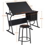 Yaheetech Conjunto de Mesa de Dibujo Reclinable con Taburete Mesa de Pintura Multifuncional Escritorio con 3 Cajones para