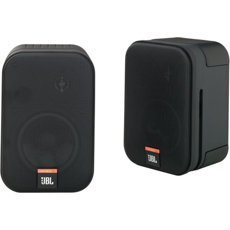 JBL control One altavoces Monitor de audio satélite de 2-vías de estante (pareja) robustos, bocina de 100 mm (4"), color cromado