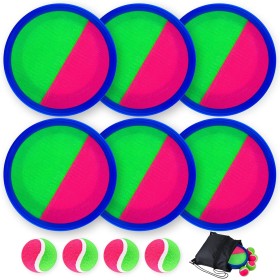 Morcheiong Juego de pelota para lanzar y atrapar, juguetes al aire libre, juegos de playa para niños y familia con 6 palas, 4