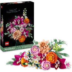 LEGO Botanical Ramo de Flores Fantasía en Rosa Maqueta para Adultos, Decoración Floral para el Hogar y Oficina con Margaritas,