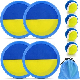 NCTNCX Juego de bolas de velcro, juego de playa, juego de barro, juego de lanzamiento para niños con 4 discos de captura, 4