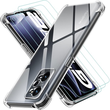 ivoler Funda para Realme GT Neo 3T / Realme GT Neo 2 / Realme GT 2 con 3 Piezas Cristal Templado, Carcasa Protectora Antigolpes