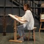 MEEDEN Mesa de Dibujo de Madera con Taburete: Mesa de Pintura Ajustable en Altura de 90 x 60 cm - Escritorio Inclinable para