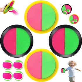 TELAOBAN Juego de Lanzamiento y Captura, Juego de Pelota de Velcro de Lanzamiento con 4 Palas y 4 Bolas, Niños Juego de Bolas de