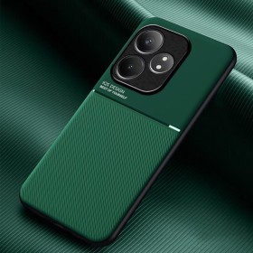 COMAKU Funda para Realme GT 6 / Realme GT 6T, Ultrafino Textura Antideslizante PU + TPU Silicona Fundas Carcasa - Verde