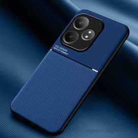 COMAKU Funda para Realme GT 6 / Realme GT 6T, Ultrafino Textura Antideslizante PU + TPU Silicona Fundas Carcasa - Azul