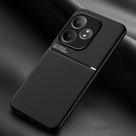 COMAKU Funda para Realme GT 6 / Realme GT 6T, Ultrafino Textura Antideslizante PU + TPU Silicona Fundas Carcasa - Negro