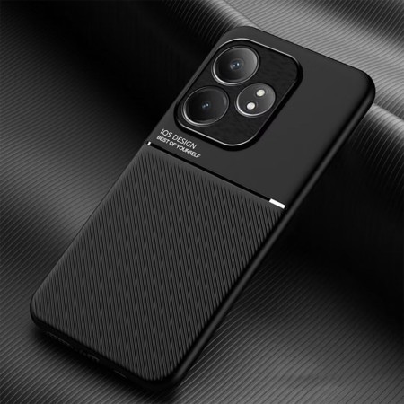 COMAKU Funda para Realme GT 6 / Realme GT 6T, Ultrafino Textura Antideslizante PU + TPU Silicona Fundas Carcasa - Negro