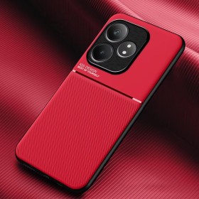 COMAKU Funda para Realme GT 6 / Realme GT 6T, Ultrafino Textura Antideslizante PU + TPU Silicona Fundas Carcasa - Rojo